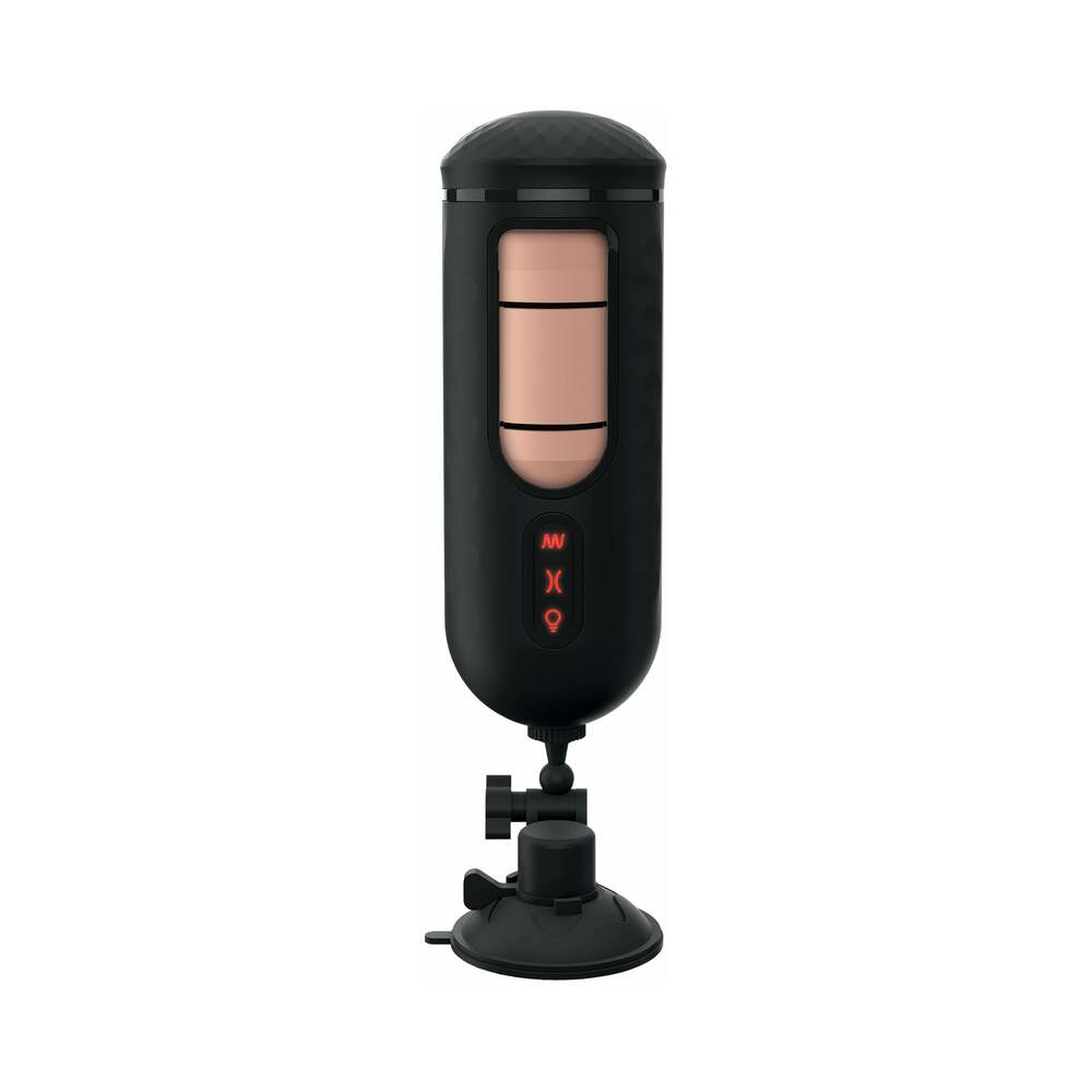 PDX Elite Vibrating Mega Milker Rechargeable Stroker With Hands-Free Suction Cup Beige/Black-2